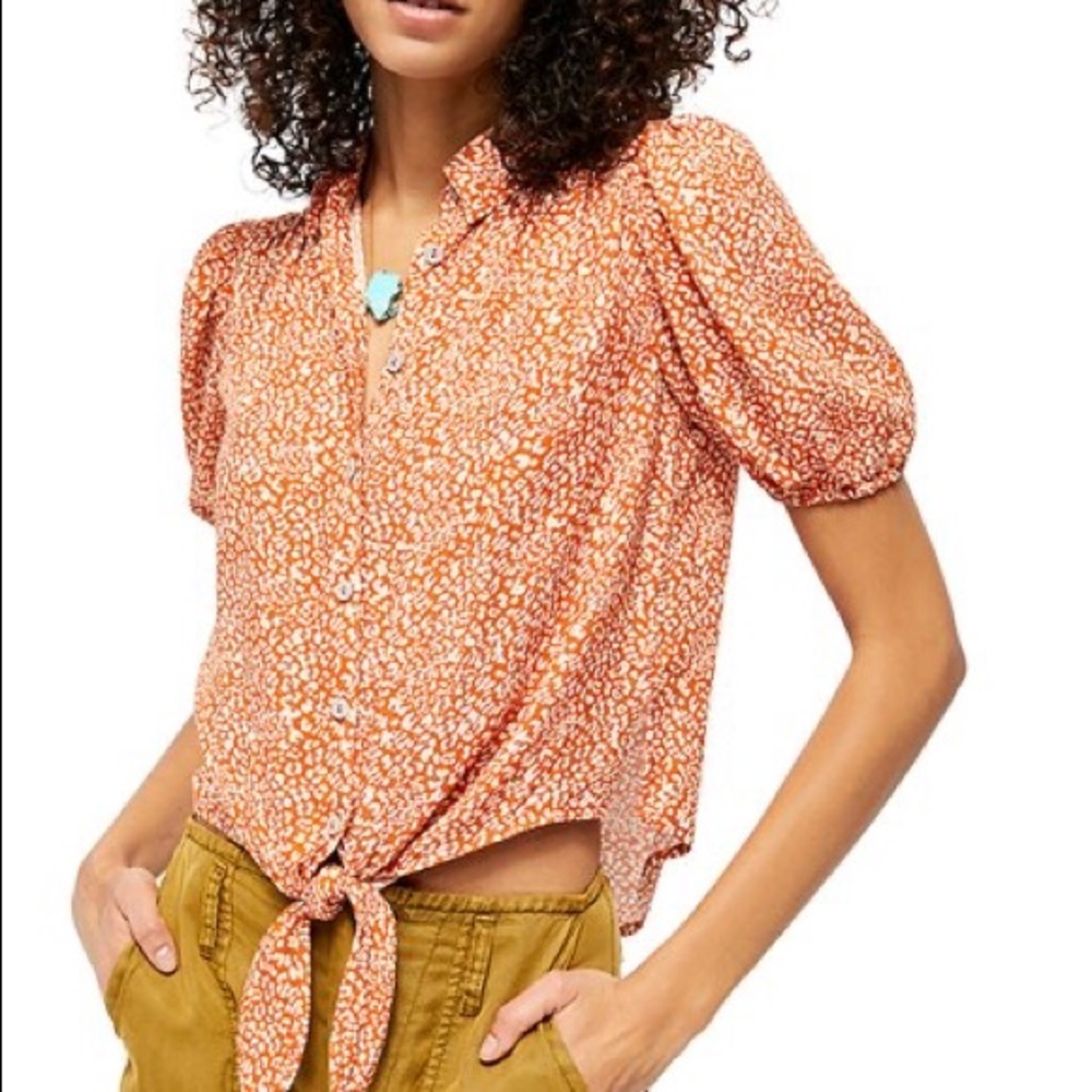 Free People Celia blouse tie waist sz M NWT